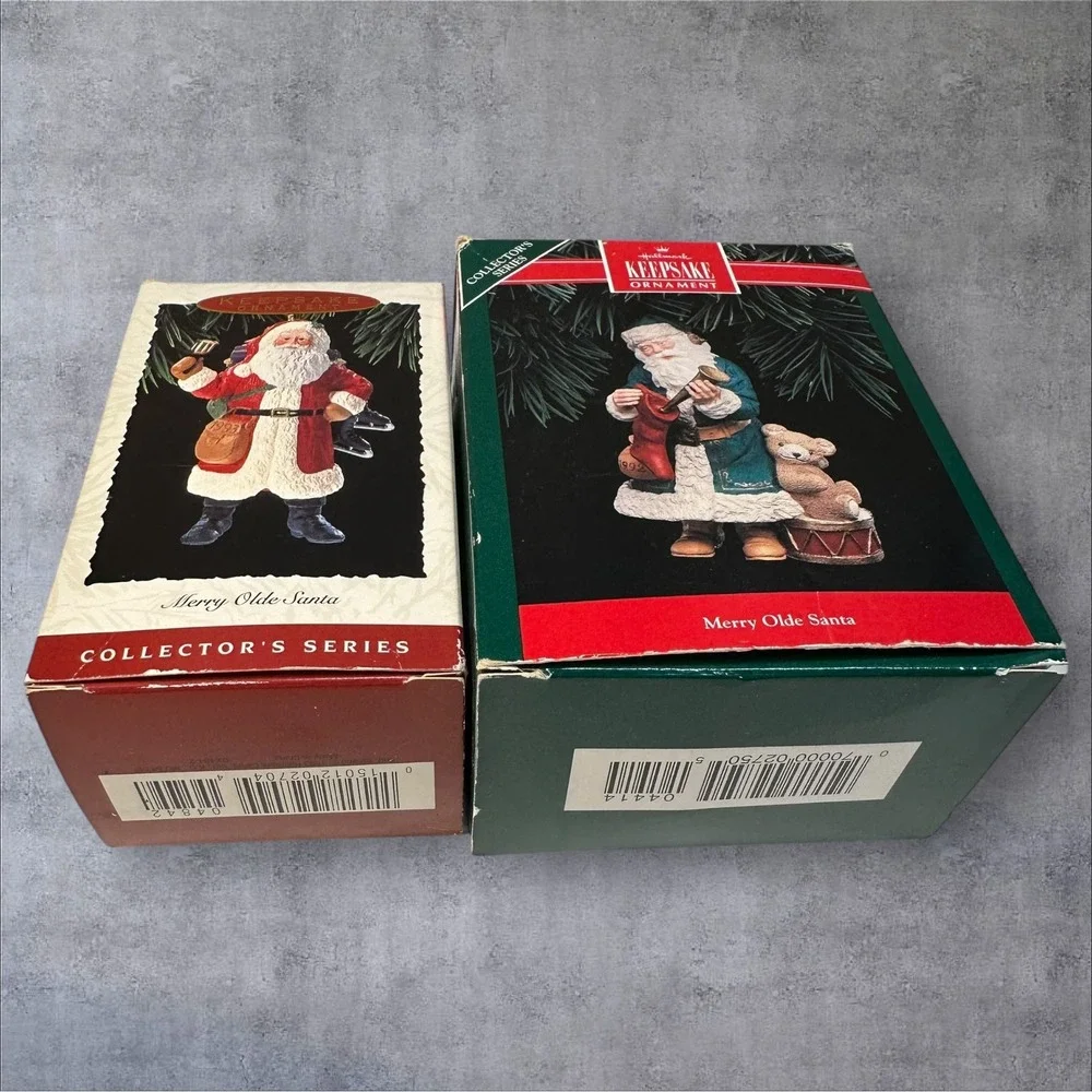 Hallmark Keepsake Merry Olde Santa Ornaments 1992 & 1993 w/ Boxes Lot of 2‎